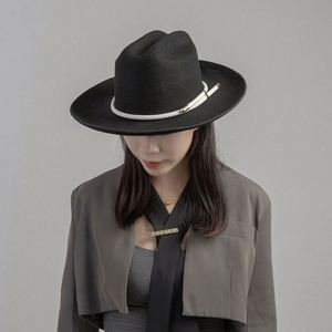 Wholesale Vintage Femme Unisex Women Cowboy Felt Hat Wholesale Wide Brim 100% Wool Felt Fedora Hats - Product Image 3