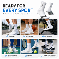 Fabricants de chaussettes de sport personnalisées, chaussettes de sport respirantes en maille blanche avec soutien de la voûte plantaire, chaussettes de course en plein air pour hommes, chaussettes mi-hautes
