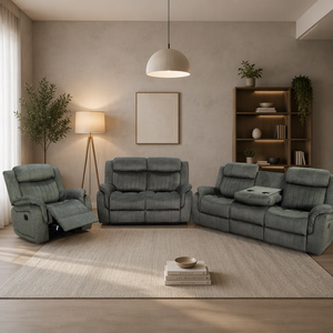 Juego de Sofás Reclinables de Tela Gris con Brazos Acolchados y Respaldo Firme para Sala de Estar - Product Image 3
