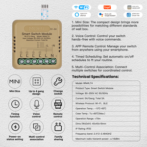 Módulo <span class=keywords><strong>de</strong></span> Interruptor Inteligente WiFi Moes Tuya <span class=keywords><strong>de</strong></span> 1/2/3/4 Vías, 5A 10A, Tamaño Mini, Compatible con <span class=keywords><strong>Alexa</strong></span> <span class=keywords><strong>y</strong></span> Google Home, Temporizador, Multicontrol - Product Image 6