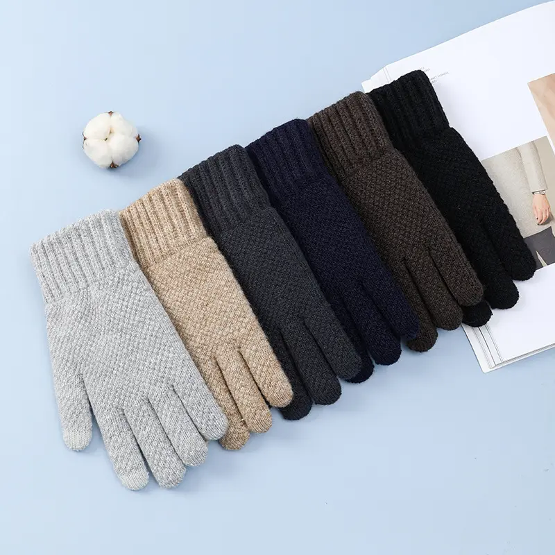 Gants d'automne et d'hiver pour hommes, tricot écran tactile résistant au froid, gants de course et d'équitation en plein air