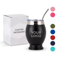 Tasse à maté en acier inoxydable sous vide de 10 oz avec logo personnalisé, gourde à maté avec filtre métallique et paille réutilisable, mug à thé pour cadeau en gros