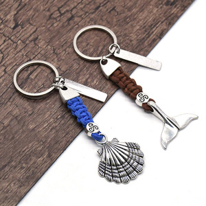 Porte-clés artisanal en forme de coquillage, en alliage de zinc, couleur bleu café, souvenir de voyage portable pour la plage, cadeau - Product Image 2