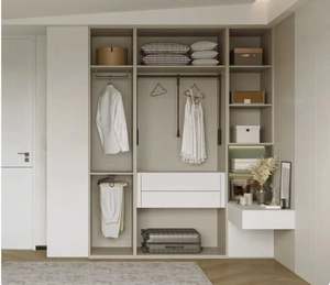 Armoire blanche minimaliste moderne Santopova, étagères latérales intégrées, meubles de chambre à coucher - Product Image 2