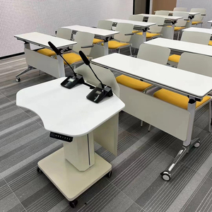 โต๊ะทำงานคอมพิวเตอร์สำนักงานที่ออกแบบตามหลักสรีรศาสตร์สมัยใหม่ โต๊ะแบบแท่น ปรับความสูงได้ด้วยระบบไฟฟ้า โต๊ะทำงานแบบยืน-นั่ง - Product Image 1