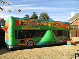 Combo personnalisé vert 32x10 '<span class=keywords><strong>Safari</strong></span> Adventure Tours Bus avec double toboggan basket-ball obstacle et souffleur pour les enfants - Product Image 5