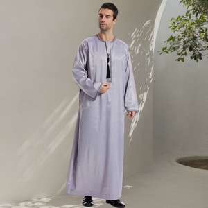 Saudi Arab <b>Men</b> <b>Thobe</b> with Long Sleeve Front Zipper Jubba Muslim <b>Men's</b> Clothing 833# - Product Image 4