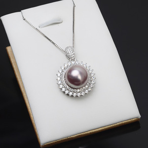 Pendentif en argent S925 Wenchi en forme de fleur, support vide personnalisable pour accessoires DIY, composant de bijouterie à incrustation - Product Image 3