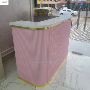 Bureau de réception japonaise en cuir, incurvé, pour salon de beauté, caisse de réception frontale, pour salons et magasins - Product Image 2