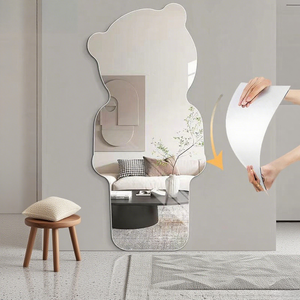 Miroir mural moderne sans cadre, auto-adhésif, en acrylique, elliptique, incurvé, pleine longueur, pour la décoration de la maison et de l'école - Product Image 3