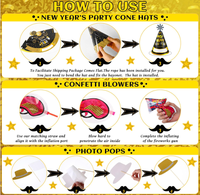 Kit de Fournitures pour Fête du Nouvel An 2027 : Chapeau de Fête, Bandeau, Pistolet à Confettis, Pistolet à Bruit, Ballon Gonflable, Cadre Photo et Accessoires Photo