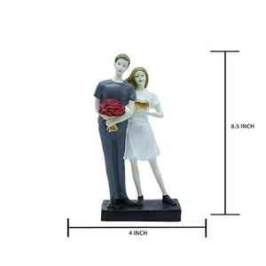 Romantic <b>Couple</b> Figurine Sculpture Standing Together with Bouquet and Heart Decorative Statue Art <b>Ornament</b> Gift - Product Image 4