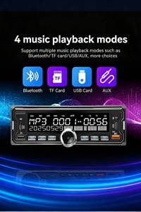 <b>Car</b> MP3 Player LCD Screen 6 RCA 7388 High Power RGB Key FM BT TF Dual USB White Backlight - Product Image 4