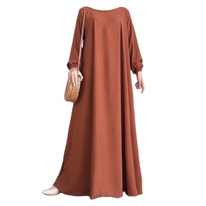 ชุดเดรสยาวสไตล์มุสลิมสำหรับผู้หญิงชุดอาบายาสีพื้นสไตล์ตุรกี - Product Image 1