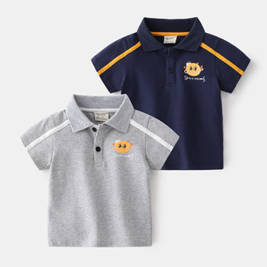 Polo à manches courtes boutonné en pur coton pour garçons, été, fabriqué en Chine - Product Image 1