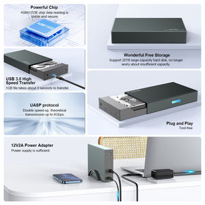 RSHTECH Aluminio USB C 3,5 "SATA III <span class=keywords><strong>Externo</strong></span> HDD SSD Caja de almacenamiento Caja <span class=keywords><strong>Adaptador</strong></span> de unidad portátil Caja de <span class=keywords><strong>disco</strong></span> <span class=keywords><strong>duro</strong></span> para PC - Product Image 2