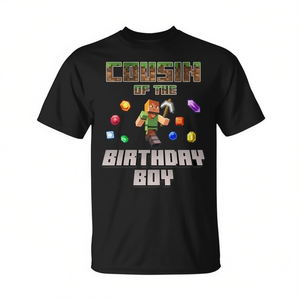 T-shirt Cousin du gamin d'anniversaire Pixel Gamer, style Minecraft, 100% coton, unisexe pour adulte - Product Image 2