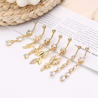 Sex Trendy Cross Dangle Dangl ing Kristall Gesicht Chirurgische Edelstahl Nabel Bauchnabel Ringe Body Piercing Schmuck Packs