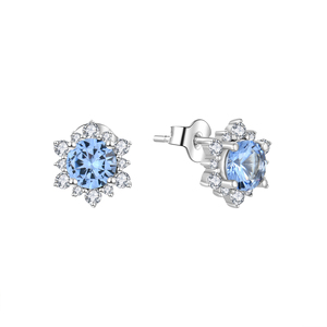 CZ anello collana color <span class=keywords><strong>acquamarina</strong></span> classica <span class=keywords><strong>orecchini</strong></span> a fiori 925 argento lussuoso zircone da donna fidanzamento puro argento set di gioielli - Product Image 4
