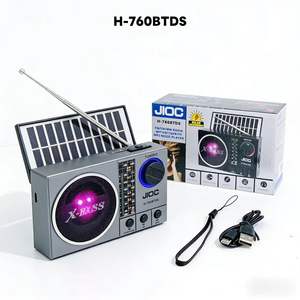 Radio <span class=keywords><strong>FM</strong></span> portátil de plástico JOC H-760BTDS con energía solar, altavoz inalámbrico, reproductor USB/TF y luz LED - Product Image 1