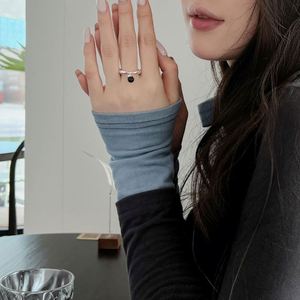 Dylam New Arrival Women Fine Fashion Jewelry Solid <b>Sterling</b> <b>Silver</b> Non Tarnish Bell Shape Black Onyx Open <b>Adjustable</b> <b>Rings</b> - Product Image 4