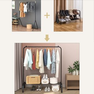 Portant à Vêtements Robuste en Métal Noir avec Étagère Inférieure pour Suspendre les Vêtements - Product Image 5