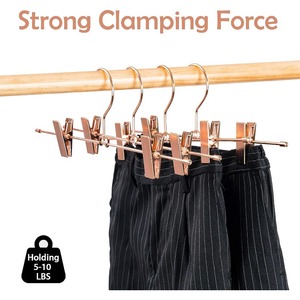 Cao Cấp Rose Gold Kim Loại Dành Cho Người Lớn Quần Áo Dây Quần Áo Móc Treo Với Clip Có Thể Điều Chỉnh Cho Áo Sơ Mi Áo Lưu Trữ & Hiển Thị Quần Áo Giá - Product Image 6