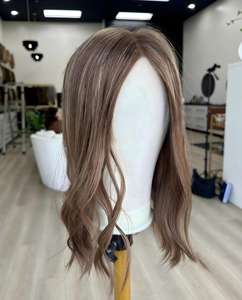 Topper en cheveux Remy européens blond clair avec mèches blondes fines, base en dentelle HD fine et plate, dos tissé fermé, pour femmes souffrant <span class=keywords><strong>de</strong></span> perte <span class=keywords><strong>de</strong></span> cheveux - Product Image 1