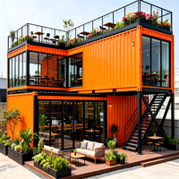 SKYLINE Café Conteneur Modulaire Préfabriqué en Forme de L à Deux Étages, Restaurant, Bar Éphémère, Boutique, Appartement Commercial
