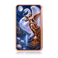 Barre de cuivre fin .999 de 1 oz, motif Ange de la Liberté ailé, colorée et imprimée, lingot de cuivre de 1 oz pour collection, souvenir ou cadeau