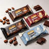 Emballages personnalisés imprimés avec fermeture arrière pour barres énergétiques, granola, noix, chocolat, protéines, en aluminium, type oreiller