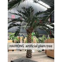 Pohon Palem Buatan Haihong Custom B1 Tahan Api Anti UV Pohon Kelapa Kurma Palsu Besar untuk Dekorasi Komersial