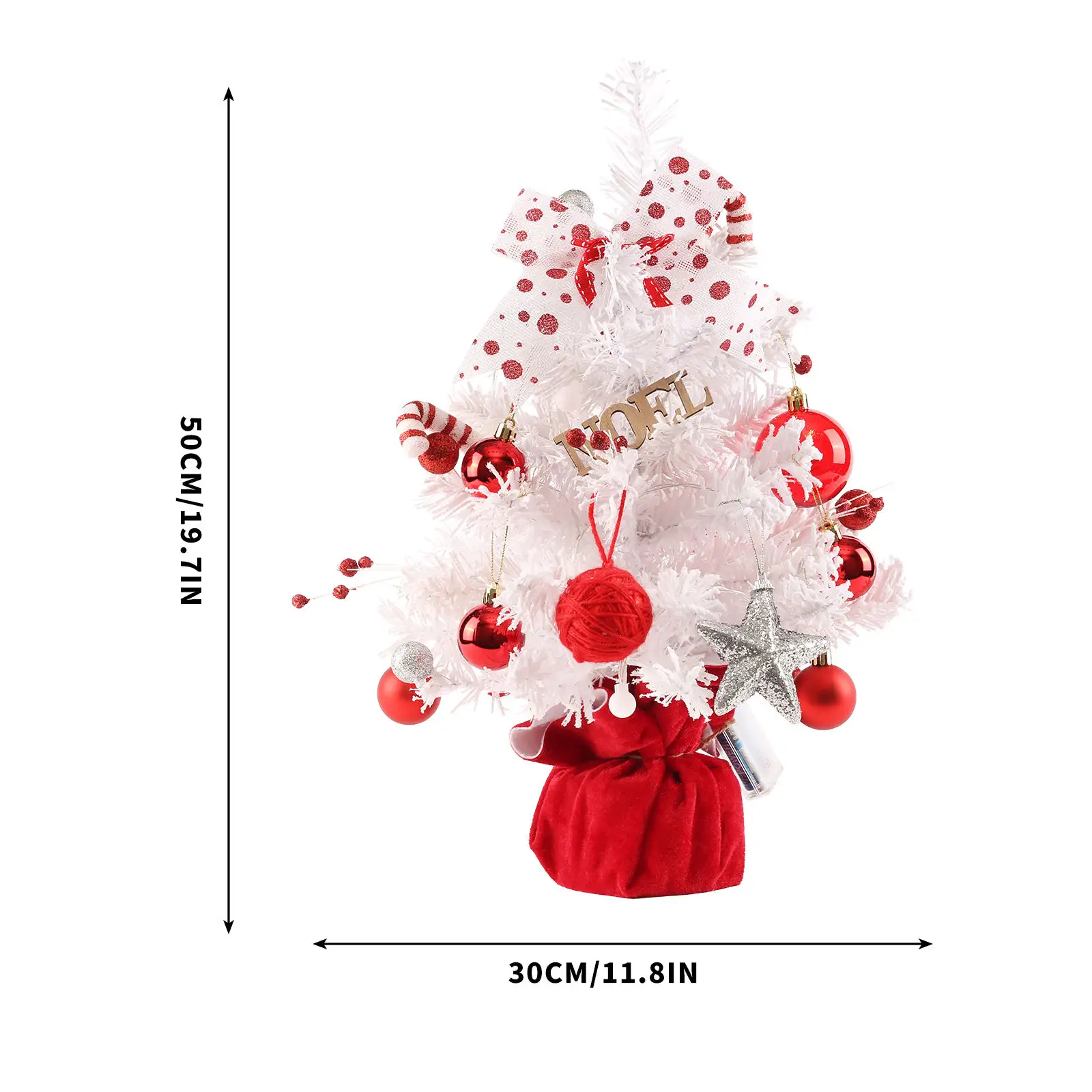 Adornos de árbol de Navidad rojo de alta calidad, vajilla, árbol de Navidad Artificial Floral con flores de decoración de boda ligeras