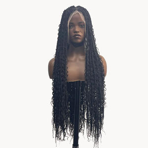 Peluca de Cabello Sintético Trenzado de Dos Hilos con Encaje Completo, Hecha a Mano, Encaje Transparente <span class=keywords><strong>HD</strong></span>, Pelucas Trenzadas para Mujeres Afroamericanas - Product Image 1