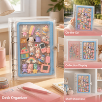 Album de rangement pour capsules de jouets avec classeur à 6 anneaux en PVC transparent et pochette zippée, rechargeable et anti-poussière, pour les collectionneurs de jouets Kawaii Gacha