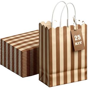 Bolsas de papel de compras Kraft, bolsa de regalo de fiesta de cumpleaños para dulces, alimentos, galletas, pan, aperitivos vistos, bolsa de embalaje de papel para hornear - Product Image 3