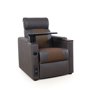 Fauteuil inclinable manuel en cuir PU avec table-bac, idéal pour le home cinéma et le salon