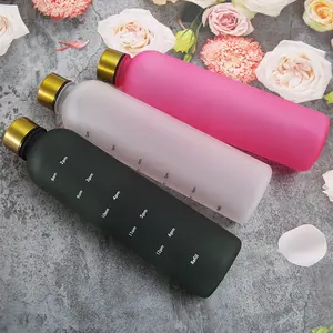 Atacado Preço Baixo Tempo Marcador Copos De Vidro Com BPA Livre Fosco Cor Gradiente Personalizado Garrafas De Água