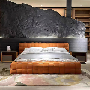 KMJ Set <span class=keywords><strong>Camera</strong></span> <span class=keywords><strong>da</strong></span> <span class=keywords><strong>Letto</strong></span> Personalizzati di Alta Qualità, Letti Imbottiti Arancioni con Struttura in Schiuma Morbida e Contenitore, Misure Queen e King, Vendita all'Ingrosso - Product Image 1