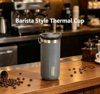 Gobelet isotherme à café octogonal en acier inoxydable 304 de 350 ml et 450 ml avec logo personnalisé, tasse de voyage portable avec cordon