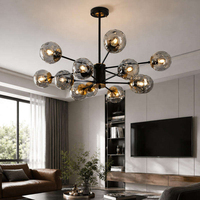 Lustre globe en verre, lampe suspendue, luminaire suspendu Sputnik de style mid-century pour salon, cuisine, salle à manger, chambre, ferme