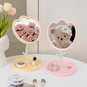 Xoay trang điểm gương phim hoạt hình hoa tulip Máy tính để bàn một mặt gương với cơ sở đứng vẻ đẹp công chúa gương - Product Image 1