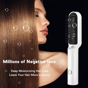 Wireless Hair Straightener <b>Brush</b> Hot Comb Electric Hair Straightening <b>Brush</b> Frizz-Free Fast Heating USB Rechargeable - Product Image 5