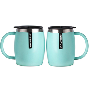 FAYREN-tazas aislantes duraderas y a prueba de óxido, tazas de metal <span class=keywords><strong>gratis</strong></span> para café, té, con mango, 2021 - Product Image 4