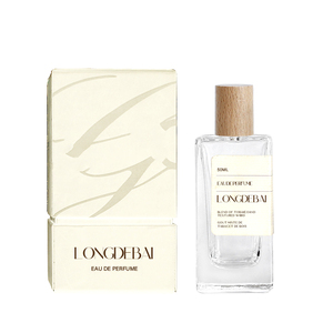 Botella de perfume rectangular premium de vidrio transparente de 30ml 50ml 100ml, botella de perfume recargable minimalista vacía con tapa de madera natural. - Product Image 2
