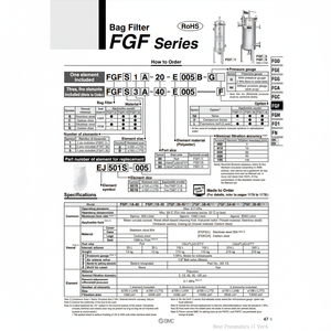 Filtro de aire SMC Pneumatics Filtro de una bolsa de un elemento de dos piezas - Product Image 1