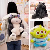 Dessin animé mignon trois yeux garçon Alien peluche sac à dos drôle Lucifer peluche chat sac à dos pour enfants cadeau pour enfants