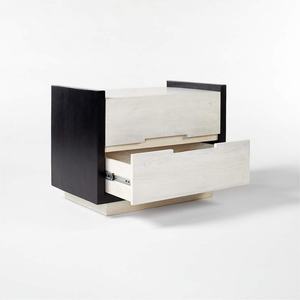 Venta de Fábrica: Mesitas de Noche Modernas de Lujo en Blanco y Negro, Pequeñas, de Madera, con Dos Cajones, para Dormitorio - Product Image 3