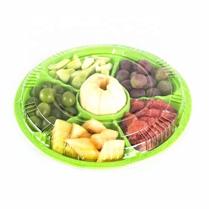 Barquette de fruits frais en <span class=keywords><strong>plastique</strong></span> ronde de haute qualité à 6 compartiments, jetable, pour <span class=keywords><strong>salade</strong></span> et fruits, avec couvercle - Product Image 3