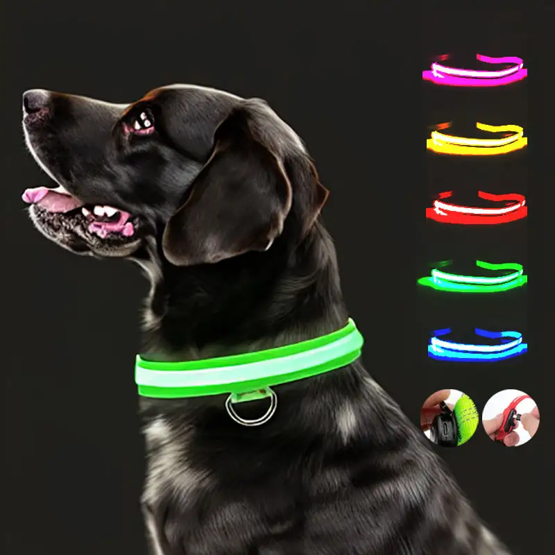 สัตว์เลี้ยงอิเล็กทรอนิกส์ LED ปลอกคอสุนัขปรับแฟลชชาร์จปลอกคอสัตว์เลี้ยงสะท้อนแสง LED ปลอกคอสําหรับสุนัขคืน Anti-Lost สุนัขผลิตภัณฑ์